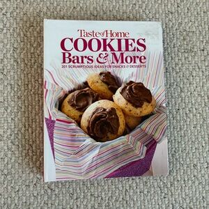 Taste of Home Sweet Treats Cookbook with Pink and Brown Accents